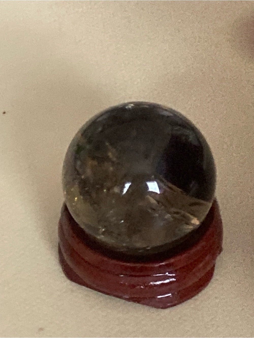 Smoky Quartz Crystal Sphere on Brown Wood Display Stand - Home Accents - Picture 4 of 6
